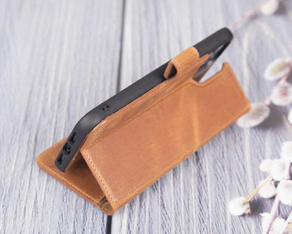 Magic iPhone 12 Series Detachable Genuine Leather Wallet Case - MW