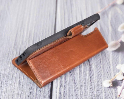 Magic iPhone 12 Series Detachable Genuine Leather Wallet Case - MW