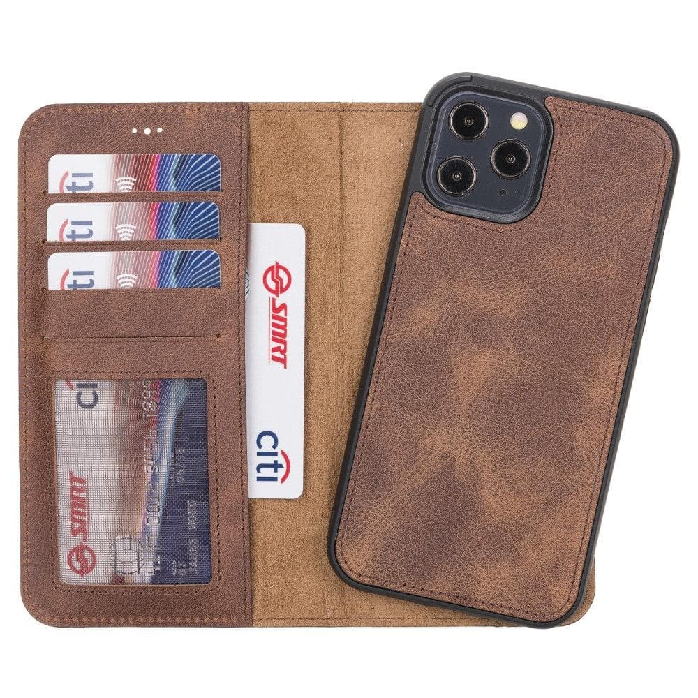 Magic iPhone 12 Series Detachable Genuine Leather Wallet Case - MW