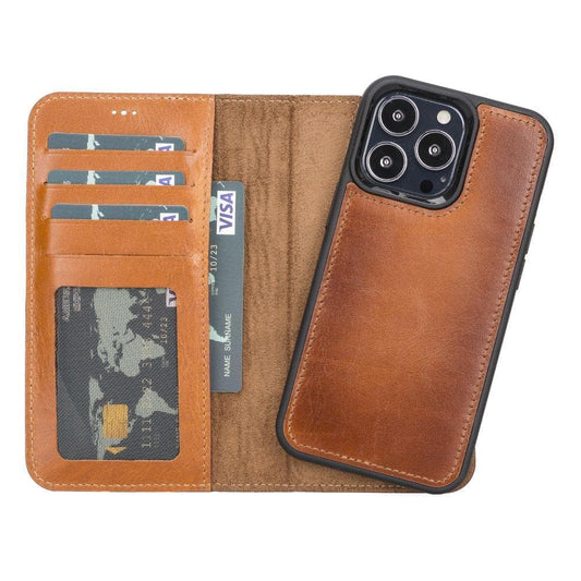 Magic iPhone 13 Series Detachable Genuine Leather Wallet Case - MW