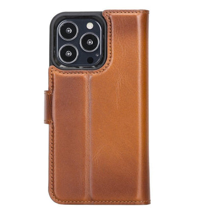 Magic iPhone 13 Series Detachable Genuine Leather Wallet Case - MW