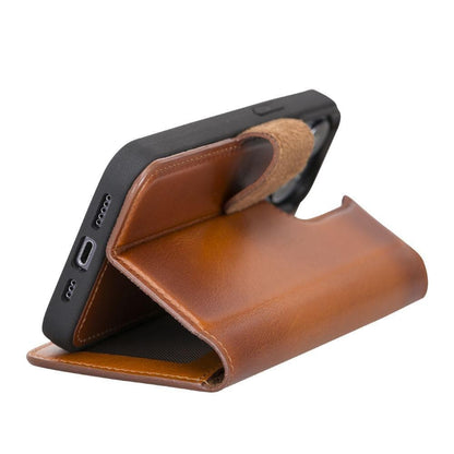 Magic iPhone 13 Series Detachable Genuine Leather Wallet Case - MW