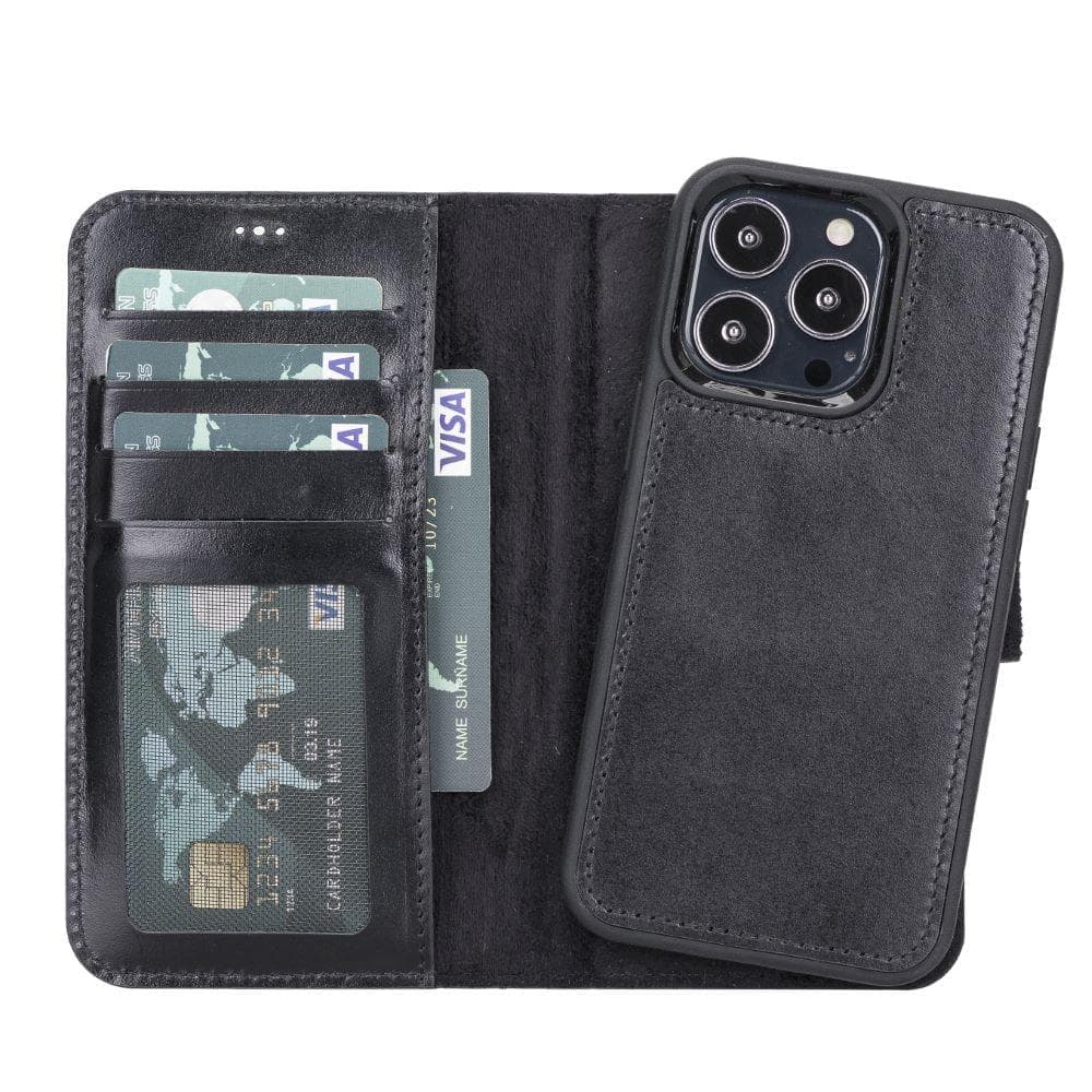 Magic iPhone 13 Series Detachable Genuine Leather Wallet Case - MW