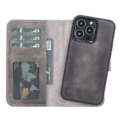 Magic iPhone 13 Series Detachable Genuine Leather Wallet Case - MW