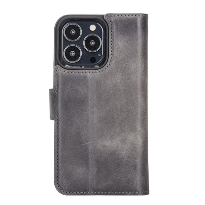 Magic iPhone 13 Series Detachable Genuine Leather Wallet Case - MW