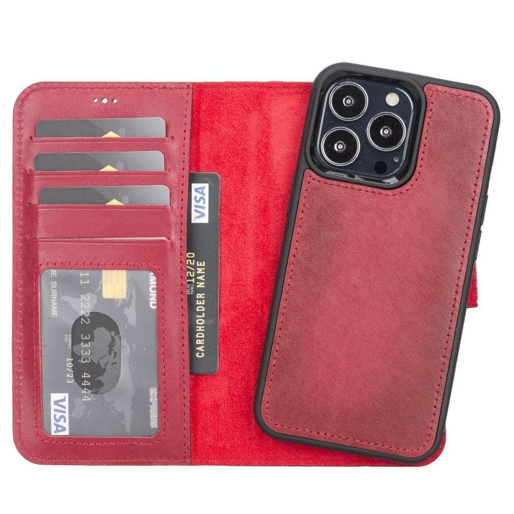 Magic iPhone 13 Series Detachable Genuine Leather Wallet Case - MW