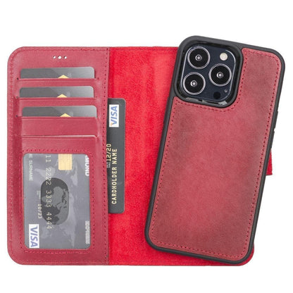 Magic iPhone 13 Series Detachable Genuine Leather Wallet Case - MW