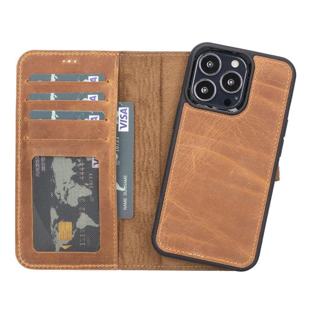 Magic iPhone 13 Series Detachable Genuine Leather Wallet Case - MW