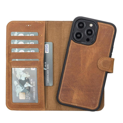 Magic iPhone 14 Series Detachable Genuine Leather Case / MW