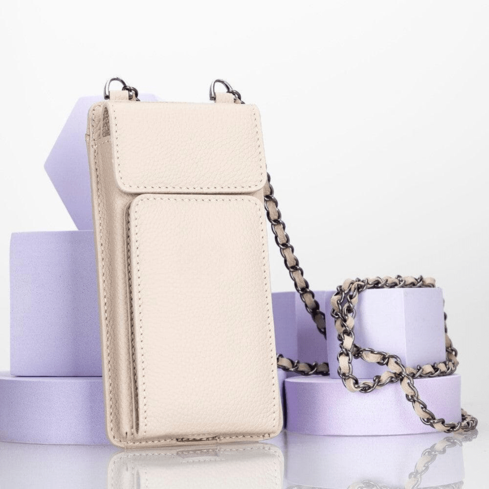 Leather Crossbody Bag with Phones Case