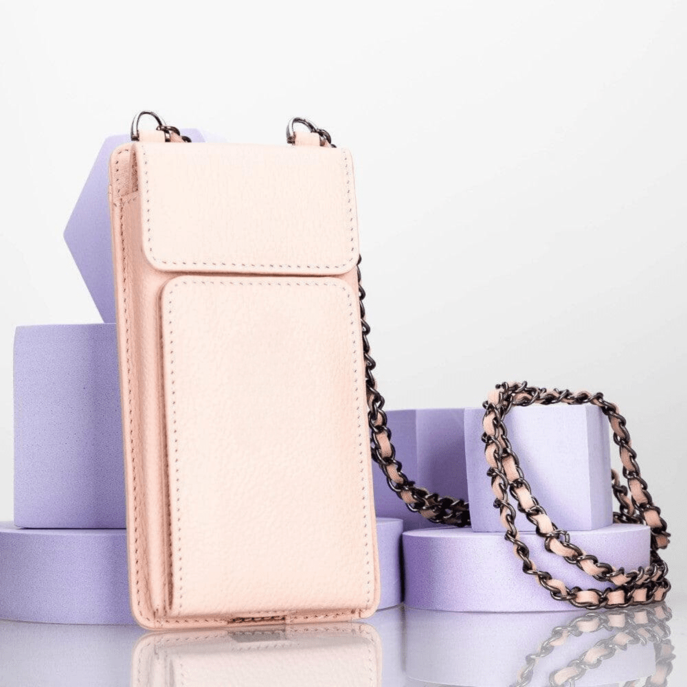 Leather Crossbody Bag with Phones Case