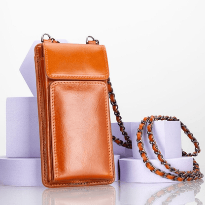 Leather Crossbody Bag with Phones Case