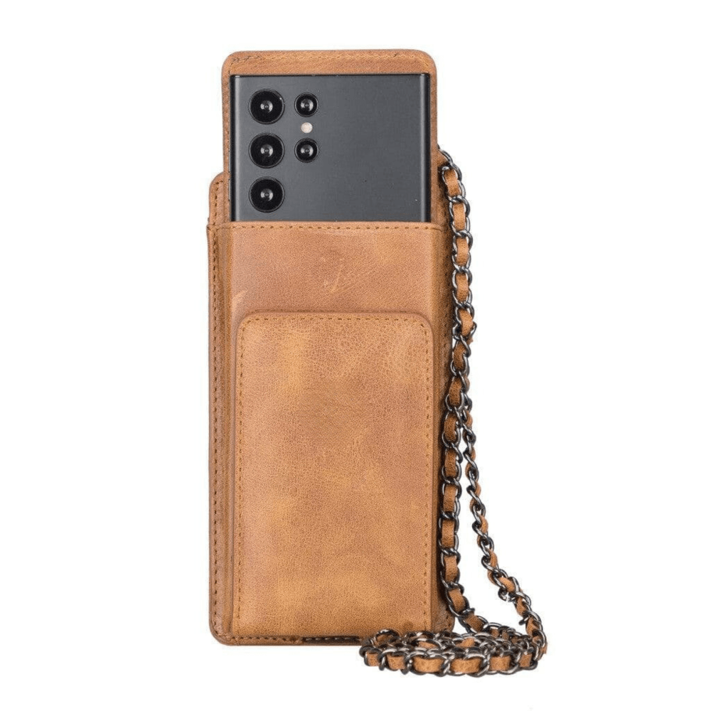 Leather Crossbody Bag with Phones Case