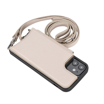 Saff iPhone 12 Series Genuine Leather Case with Crossbody Strap