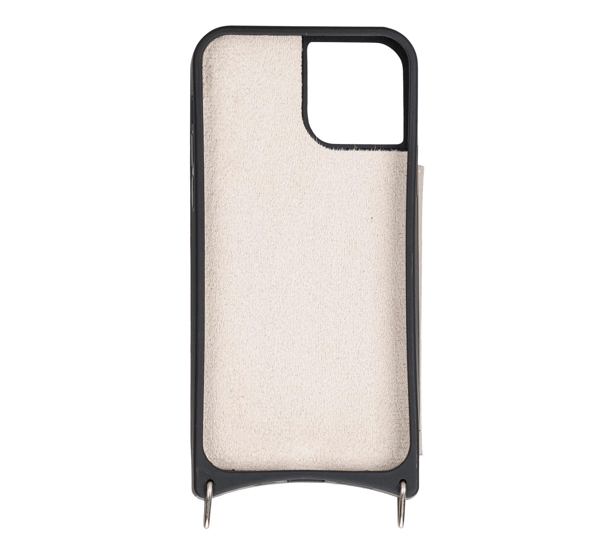 Saff iPhone 12 Series Genuine Leather Case with Crossbody Strap