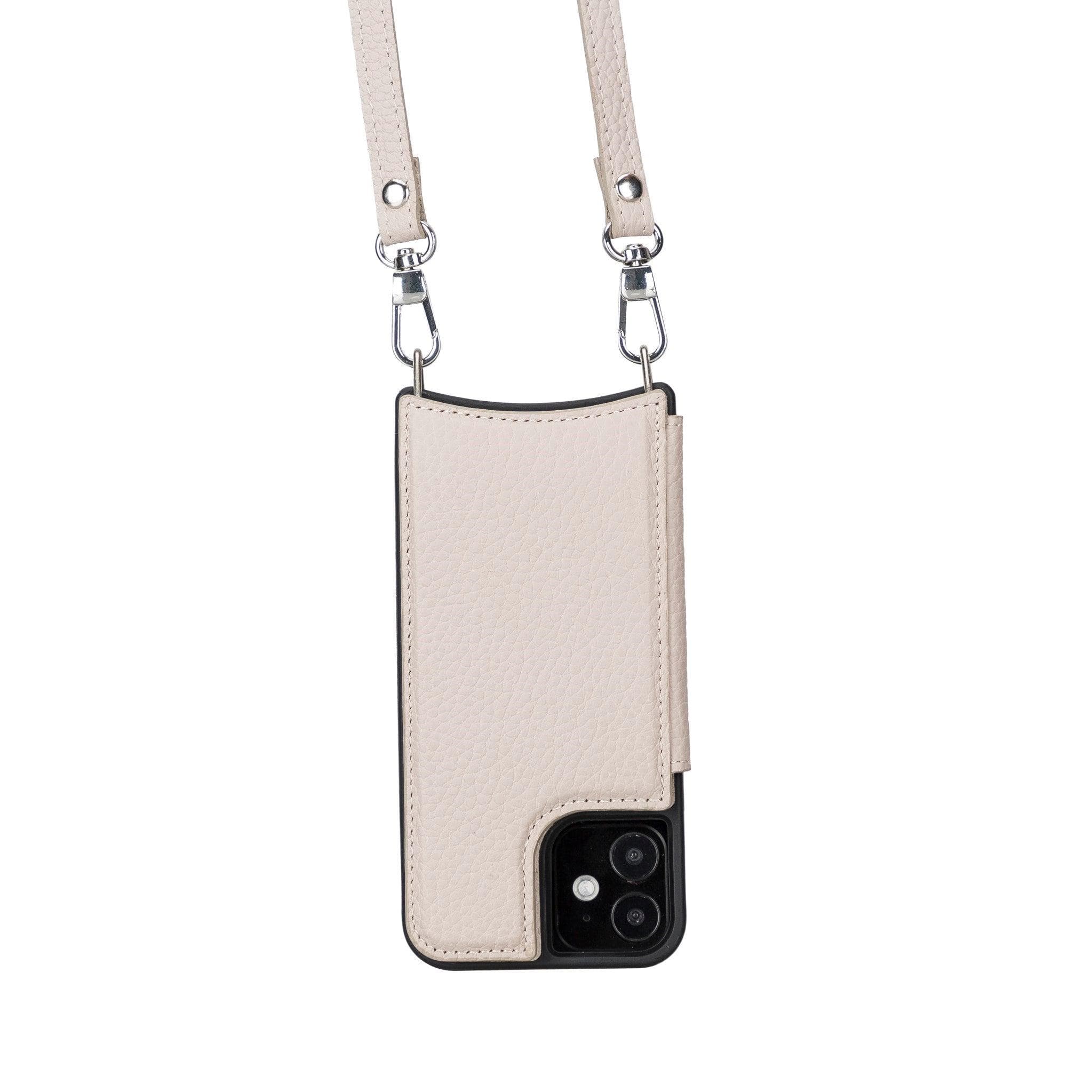 Saff iPhone 12 Series Genuine Leather Case with Crossbody Strap