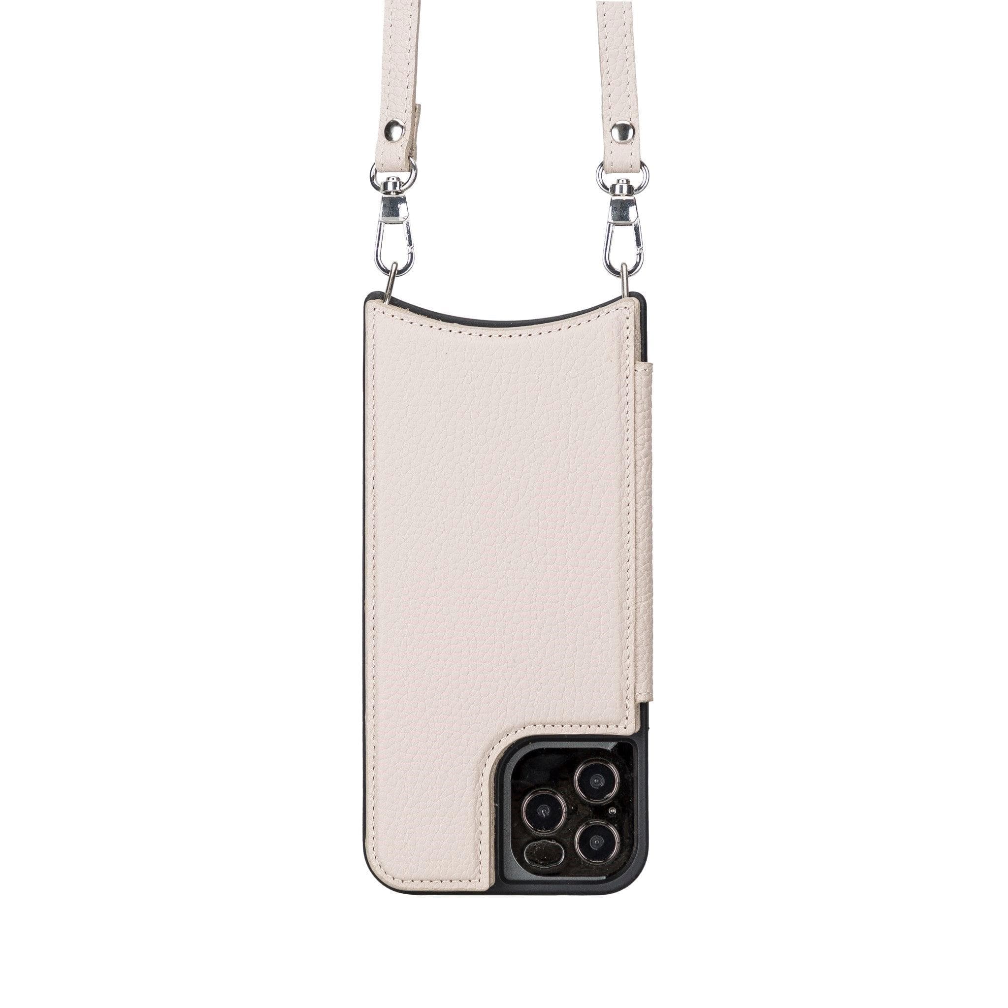 Saff iPhone 12 Series Genuine Leather Case with Crossbody Strap