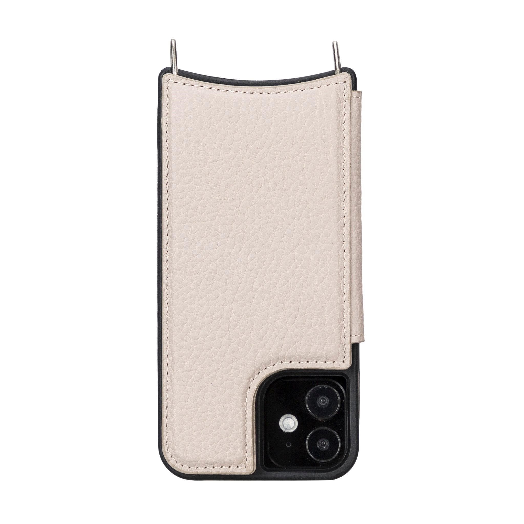 Saff iPhone 12 Series Genuine Leather Case with Crossbody Strap