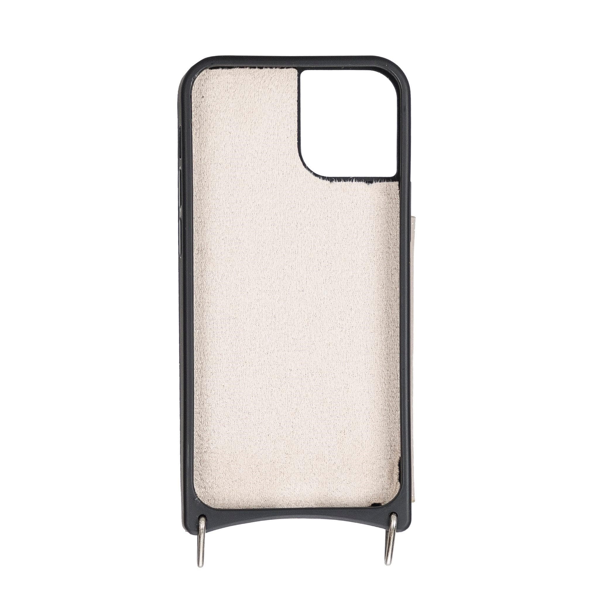 Saff iPhone 12 Series Genuine Leather Case with Crossbody Strap