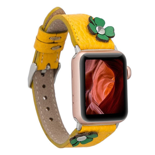 Classic Slim Flower Style Genuine Leather Apple Watch Band