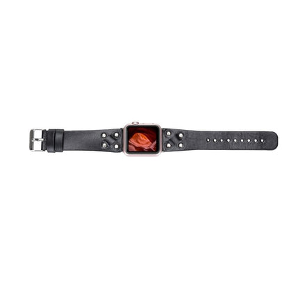Cross Style Leather Apple Watch Band - Silver Trok