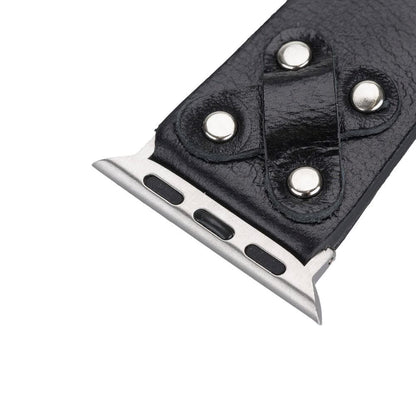 Cross Style Leather Apple Watch Band - Silver Trok