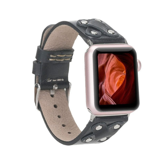 Cross Style Leather Apple Watch Band - Silver Trok