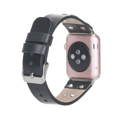 Cross Style Leather Apple Watch Band - Silver Trok