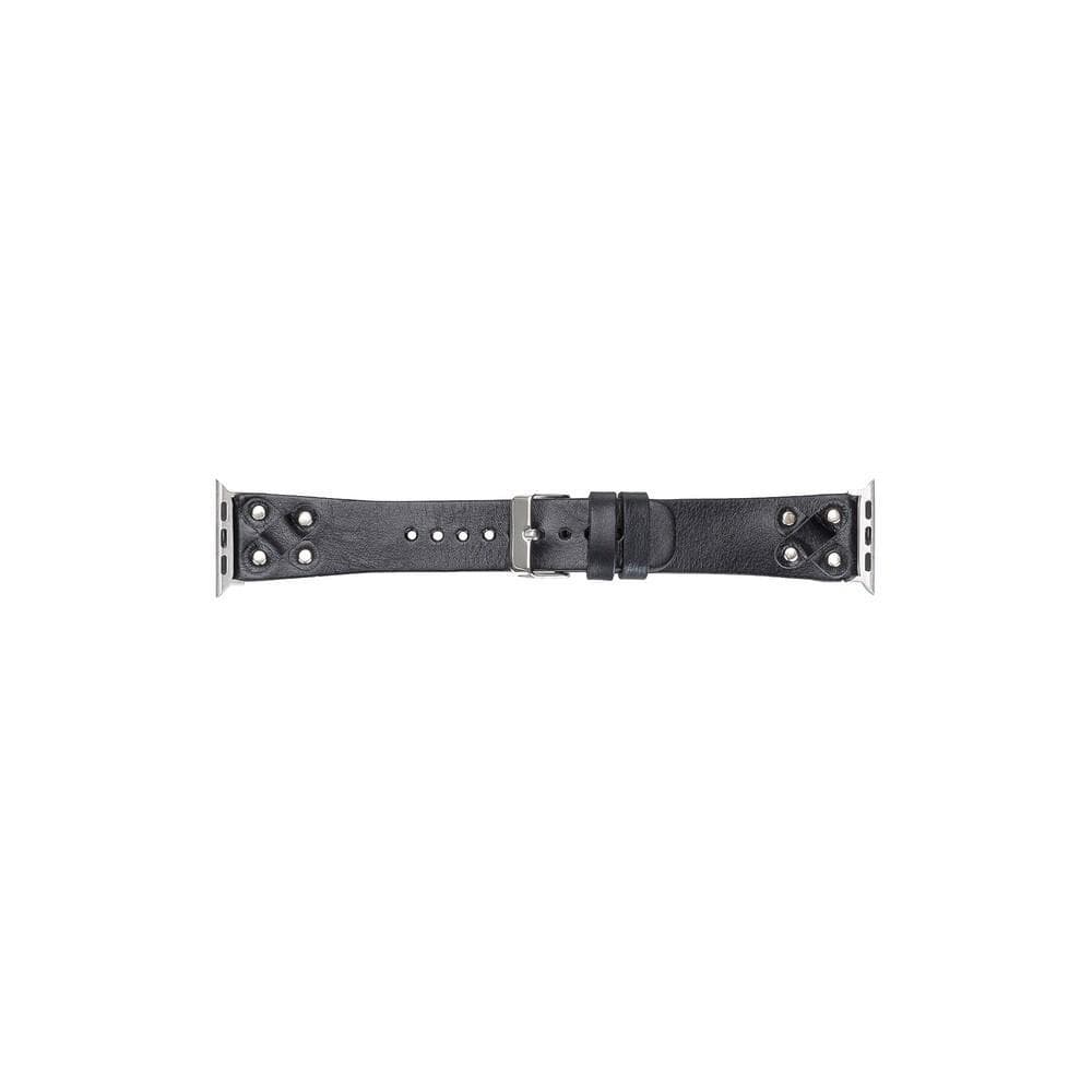 Cross Style Leather Apple Watch Band - Silver Trok