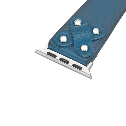 Cross Style Leather Apple Watch Band - Silver Trok