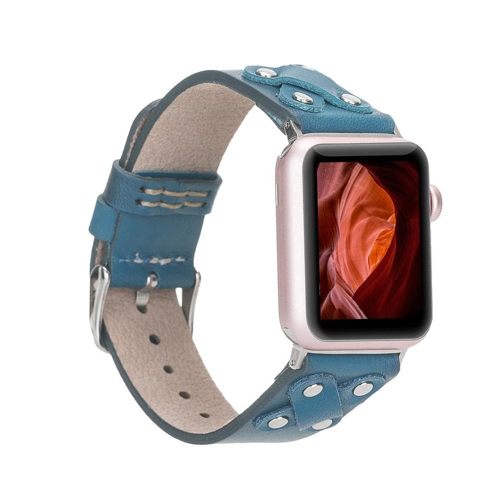Cross Style Leather Apple Watch Band - Silver Trok