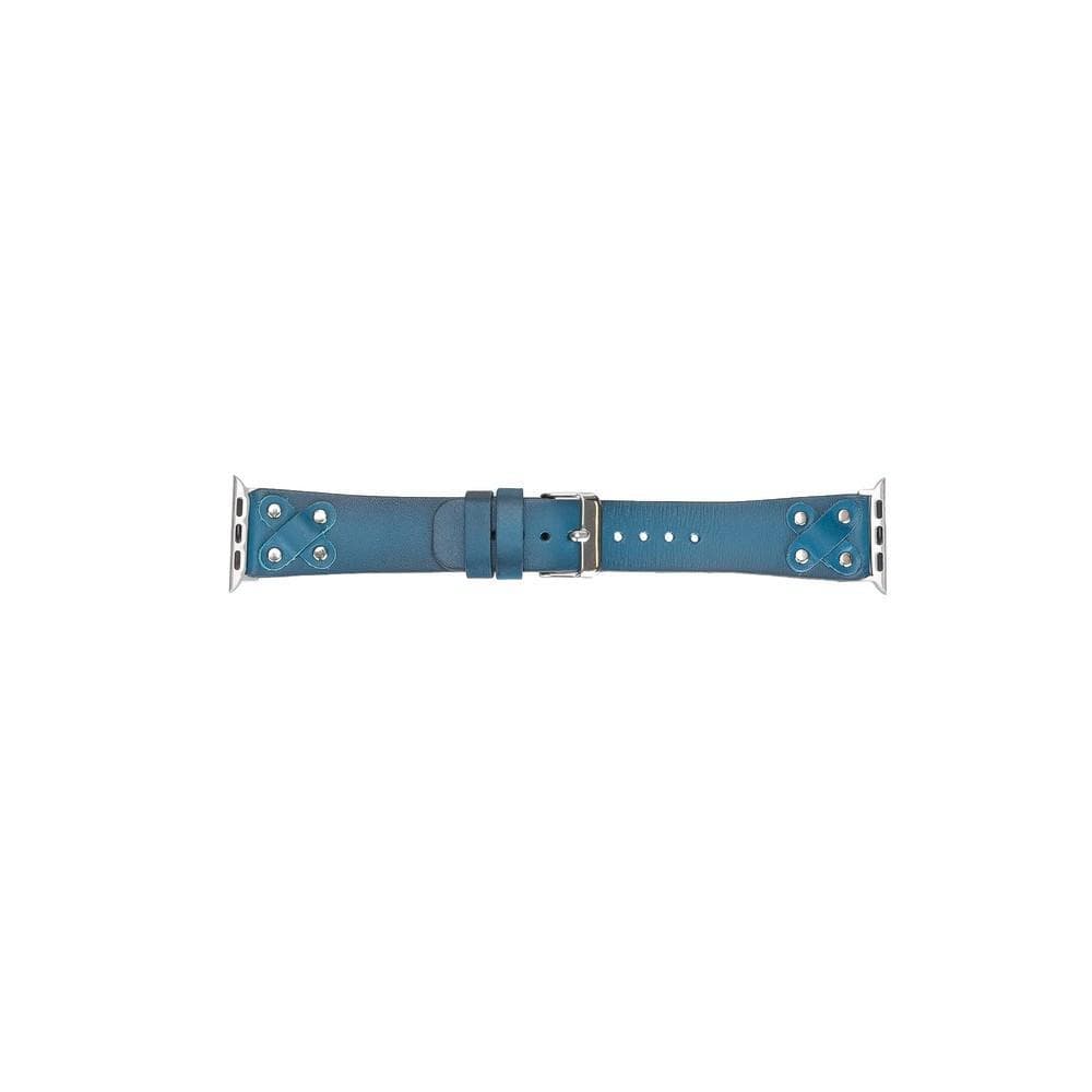 Cross Style Leather Apple Watch Band - Silver Trok