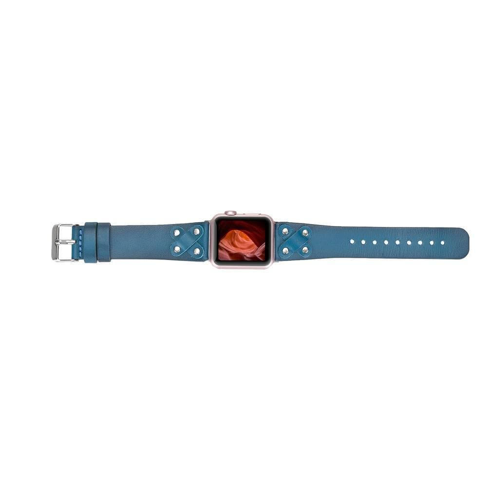 Cross Style Leather Apple Watch Band - Silver Trok