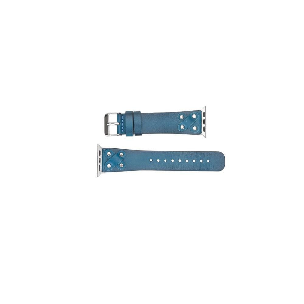 Cross Style Leather Apple Watch Band - Silver Trok