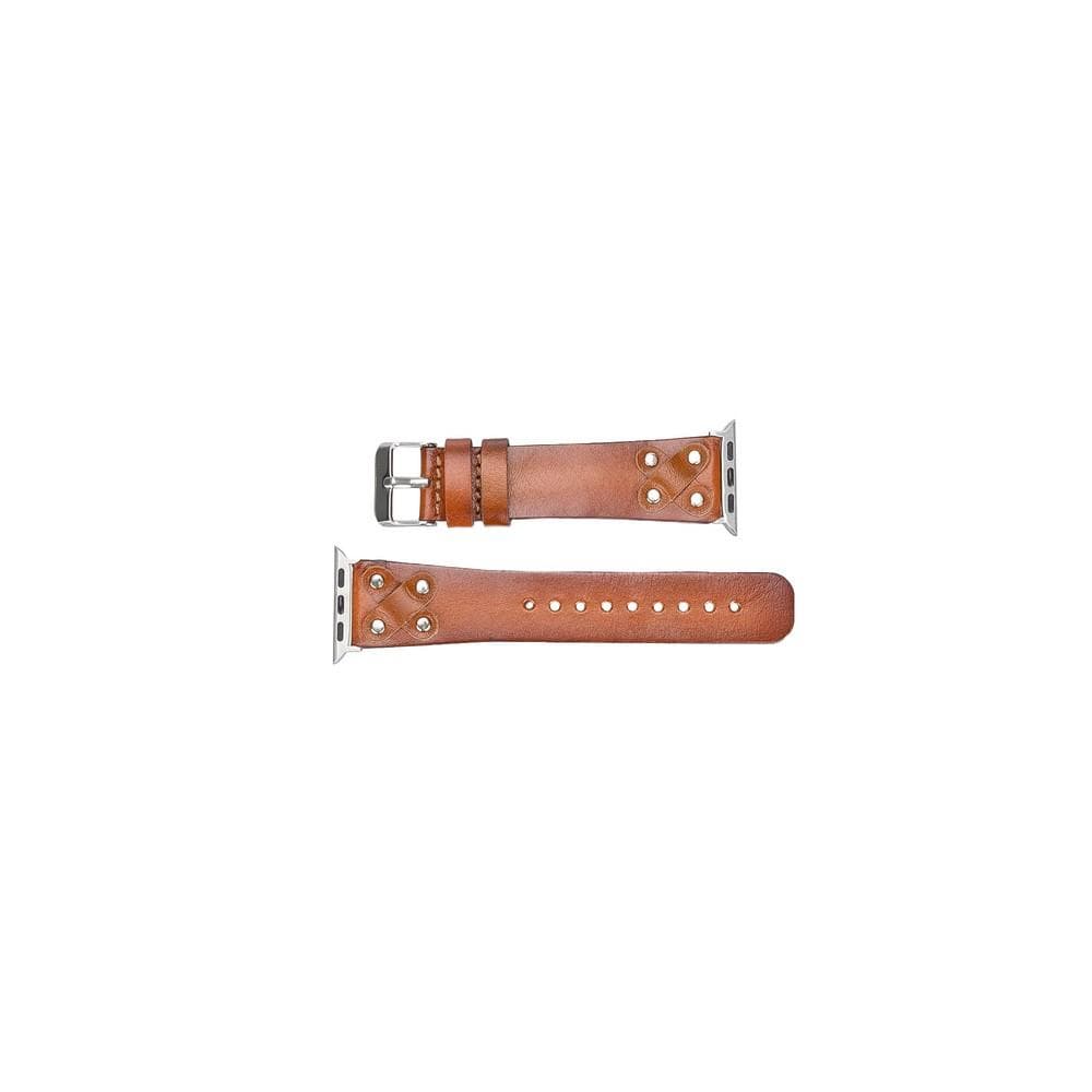 Cross Style Leather Apple Watch Band - Silver Trok