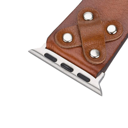 Cross Style Leather Apple Watch Band - Silver Trok