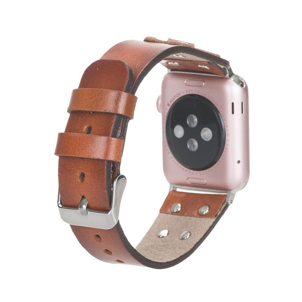 Cross Style Leather Apple Watch Band - Silver Trok
