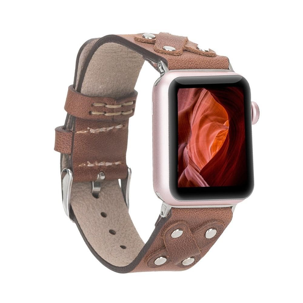 Leather Apple Watch Bands / Cross Style with Silver Trok