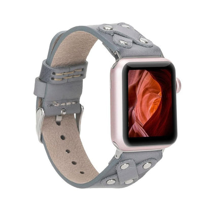 Cross Style Leather Apple Watch Band - Silver Trok