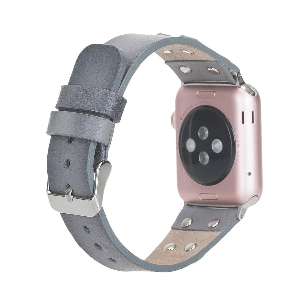 Cross Style Leather Apple Watch Band - Silver Trok