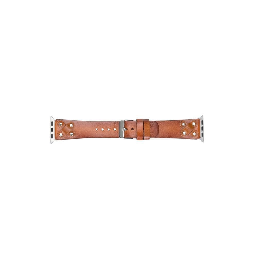 Cross Style Leather Apple Watch Band - Silver Trok