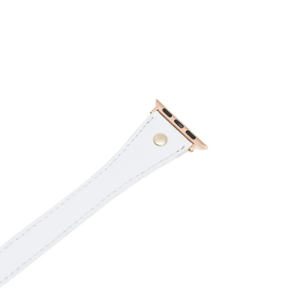 Hector Double Tour Leather Apple Watch Band with Gold Trok