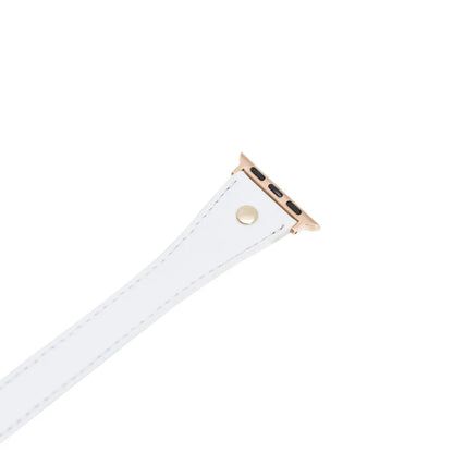 Hector Double Tour Leather Apple Watch Band with Gold Trok