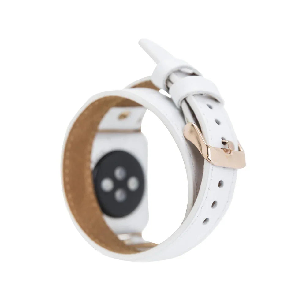 Hector Double Tour Leather Apple Watch Band - Gold