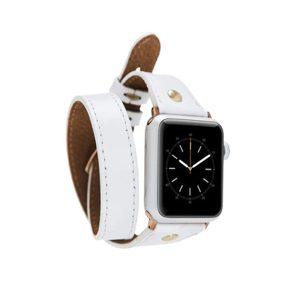 Hector Double Tour Leather Apple Watch Band with Gold Trok