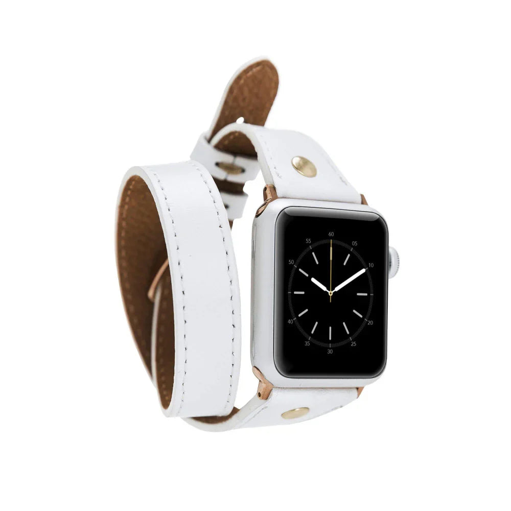 Hector Double Tour Leather Apple Watch Band - Gold