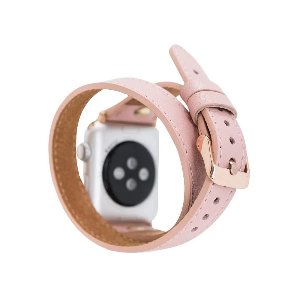 Hector Double Tour Leather Apple Watch Band - Gold