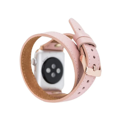 Hector Double Tour Leather Apple Watch Band - Gold