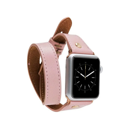 Hector Double Tour Leather Apple Watch Band - Gold