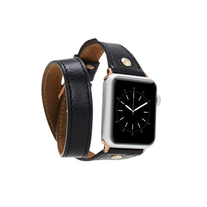 Hector Double Tour Leather Apple Watch Band - Gold